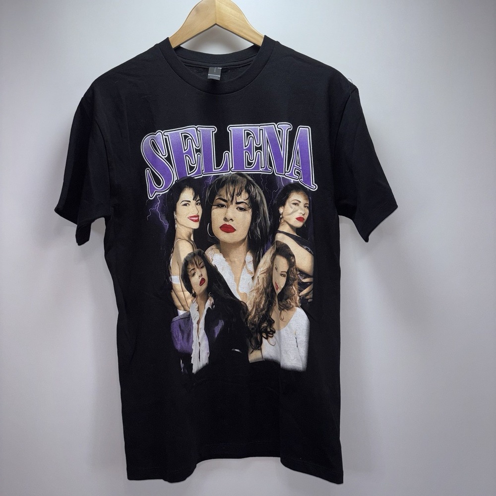 NWOT Selena Graphic T Shirt Black Purple Concert Music Tee Playerytees Size M